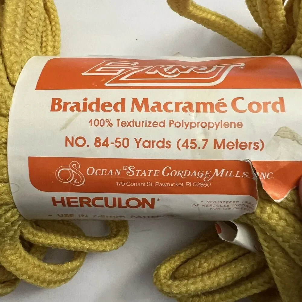 Vintage EZ Knot Braided Macrame Cord Polypropylene Herculon 50 Yds Yellow